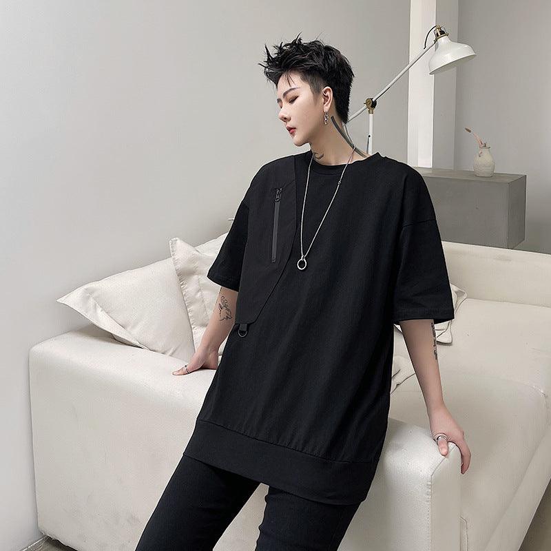 Zipper Short Sleeve T-shirt For Men - WOMONA.COM