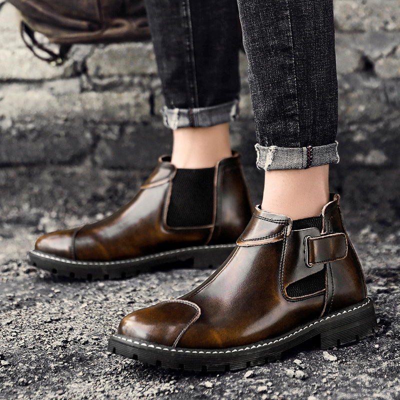 Sleeve Leather Boots Men - WOMONA.COM