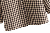 Coffee Color Plaid Length Shirt Jacket - WOMONA.COM