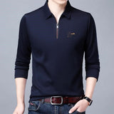 Long Sleeve Lapel Half Zip T Shirt - WOMONA.COM