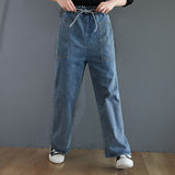 Loose and Versatile High-waisted Plus Size Straight Jeans - WOMONA.COM