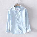 Casual Linen White Shirt For Men - WOMONA.COM