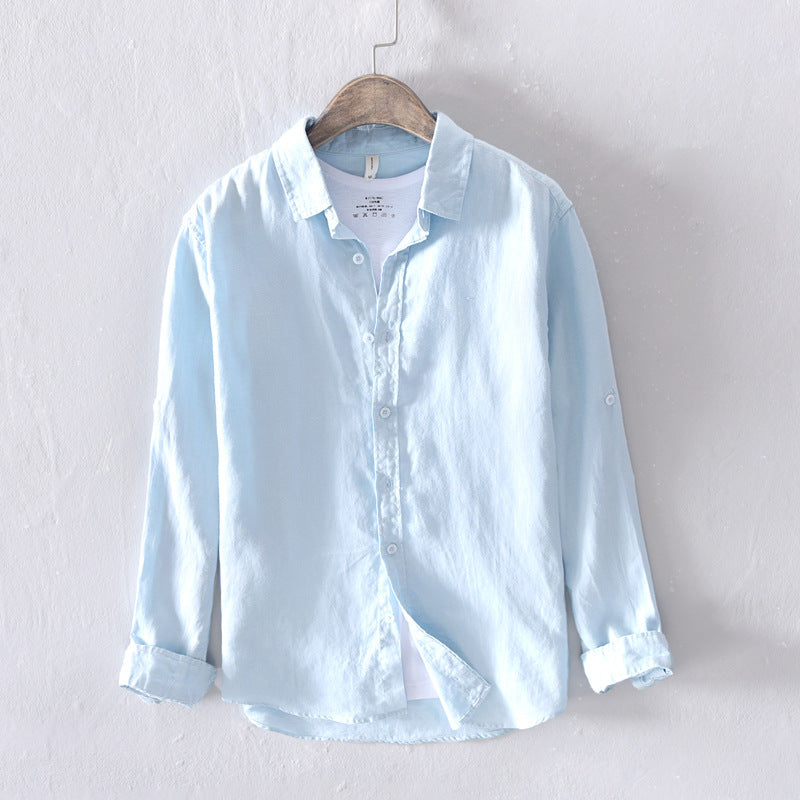 Casual Linen White Shirt For Men - WOMONA.COM