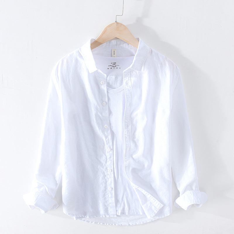 Cotton linen shirt men - WOMONA.COM