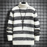 Winter Long-sleeved Trendy Slim Striped Sweater - WOMONA.COM