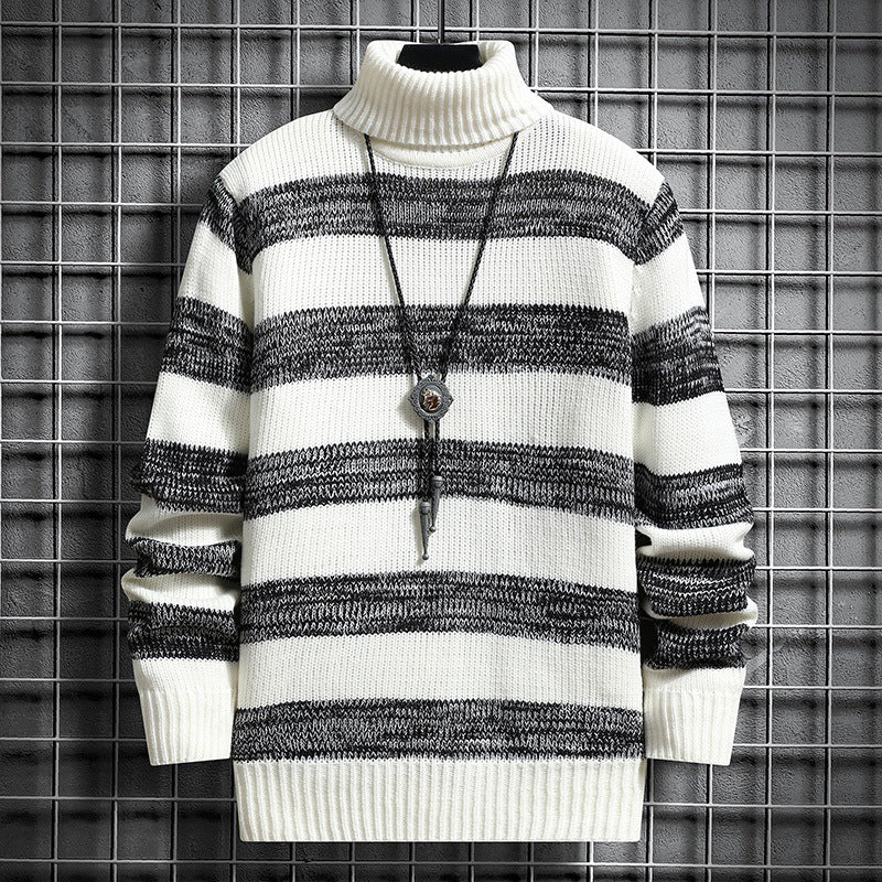 Winter Long-sleeved Trendy Slim Striped Sweater - WOMONA.COM