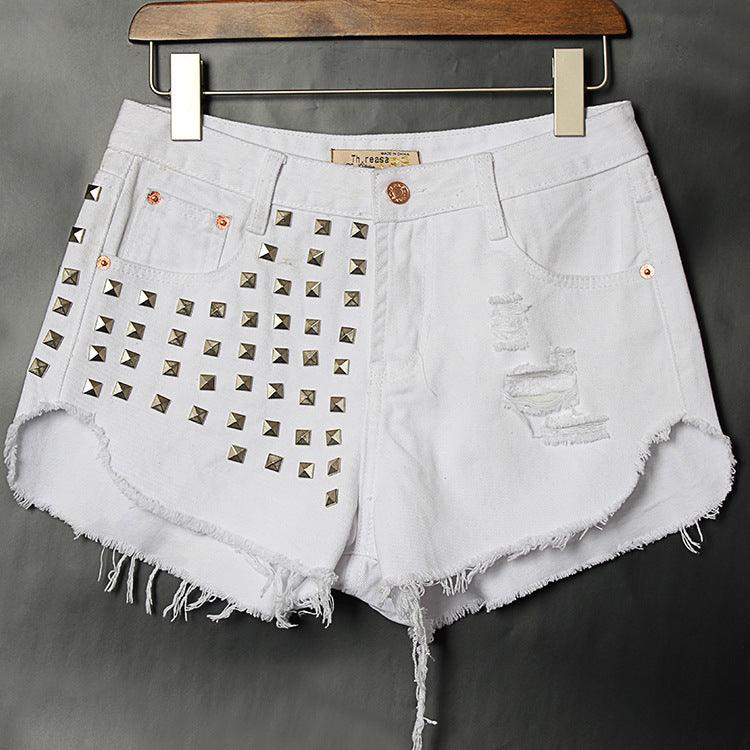 Denim high waist shorts - WOMONA.COM