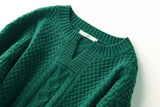 Emerald retro lazy sweater - WOMONA.COM