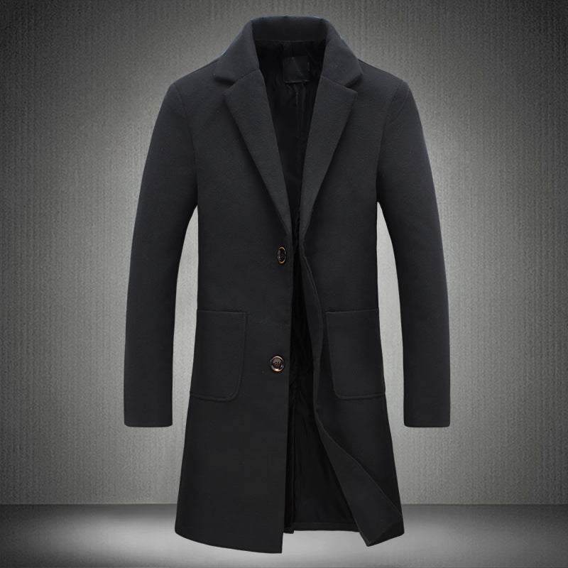 Slim Handsome Woolen Coat Men's - WOMONA.COM