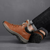 Warm Leather Shoes With Plush - WOMONA.COM