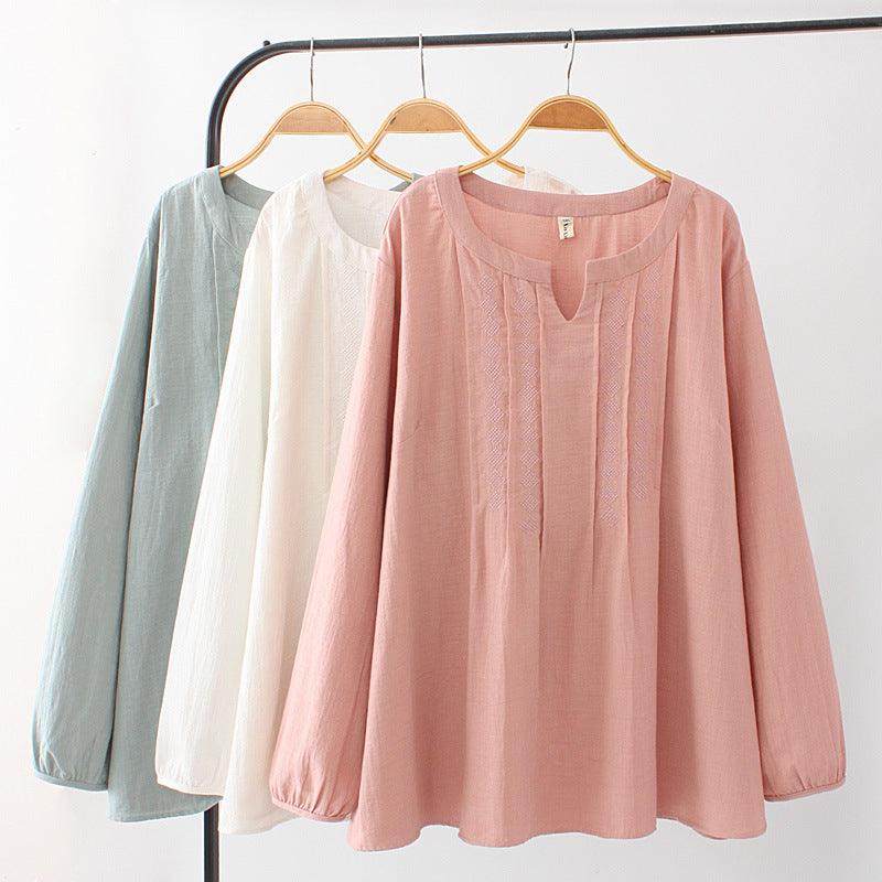 Embroidered Cotton T-shirt - WOMONA.COM