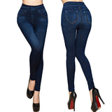 Faux Denim Jeans Leggings - WOMONA.COM