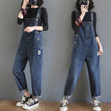 Women's Loose Ninth Plus Size Denim Overalls - WOMONA.COM