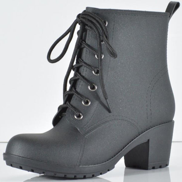 High-heeled Martin Rain Boots - WOMONA.COM