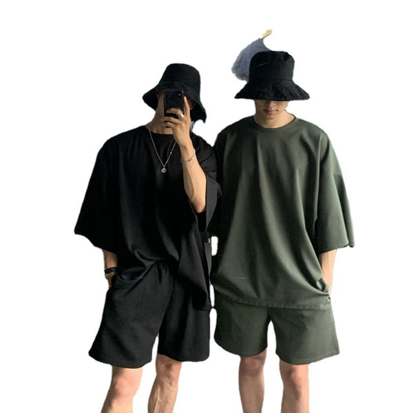 Summer Two-piece Sports Short-sleeved T-shirt Shorts Suit Men - WOMONA.COM