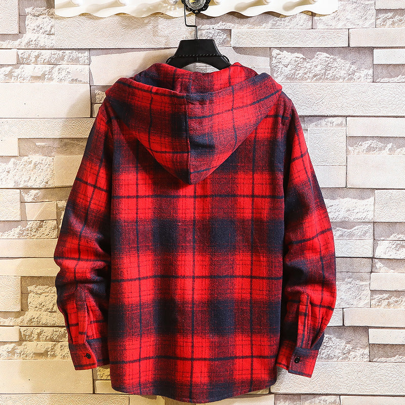 New Arrived Plaid Hoodie Sweatshirt Men - WOMONA.COM