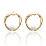Personality Irregular Round Pearl Earrings - WOMONA.COM
