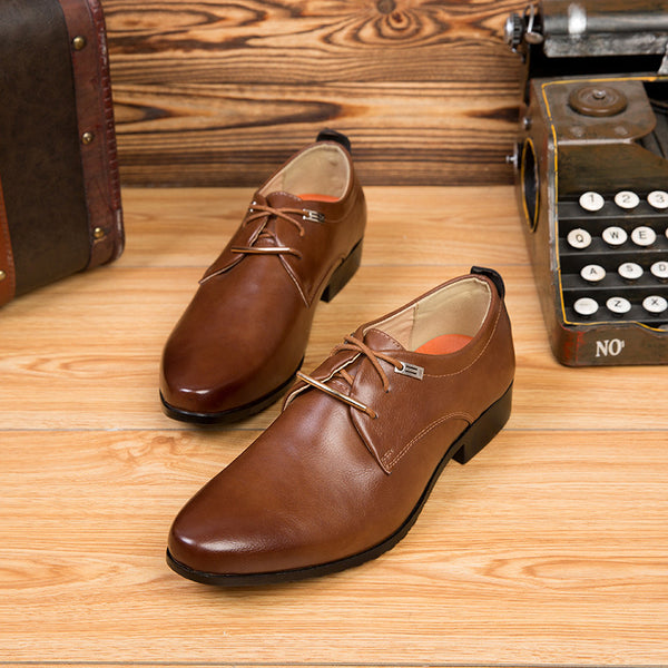 Business Formal Men's British Leather Shoes - WOMONA.COM