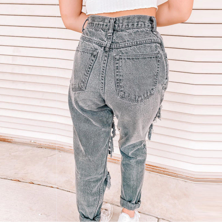 Ripped Holes Are Thinner Ladies Jeans - WOMONA.COM