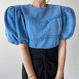 Retro Puff Sleeve Shirt Women - WOMONA.COM