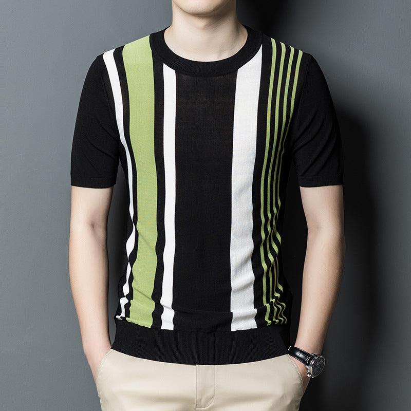 Short Sleeve Men's Knitted T-shirt - WOMONA.COM