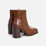 Ankle Boots Leather Square Sole Waterproof - WOMONA.COM