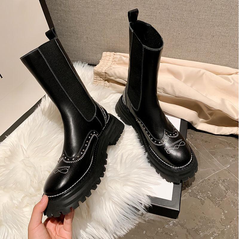Color Matching Women's Boots - WOMONA.COM