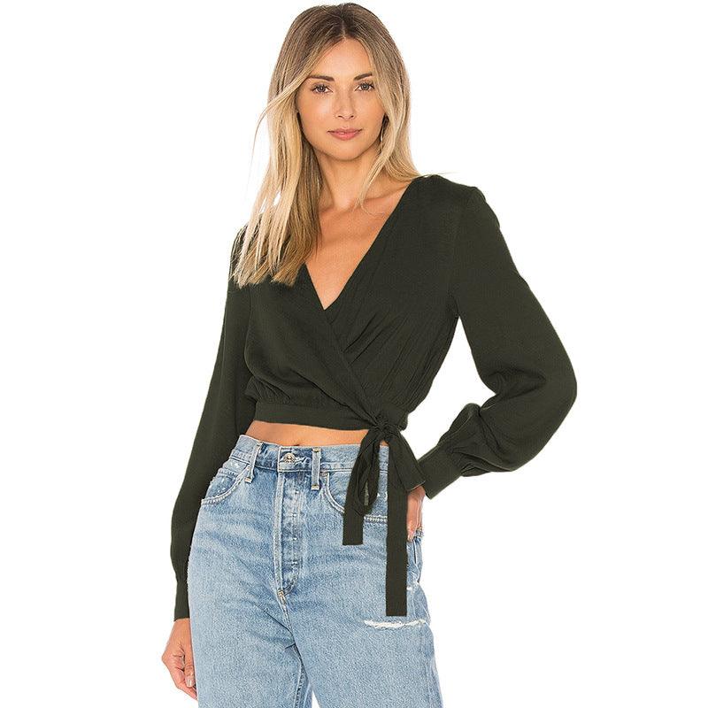 Sexy Solid Color Blouse - WOMONA.COM