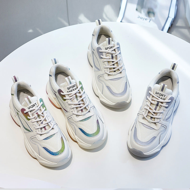 Reflective Fashion Sports White Sneakers - WOMONA.COM