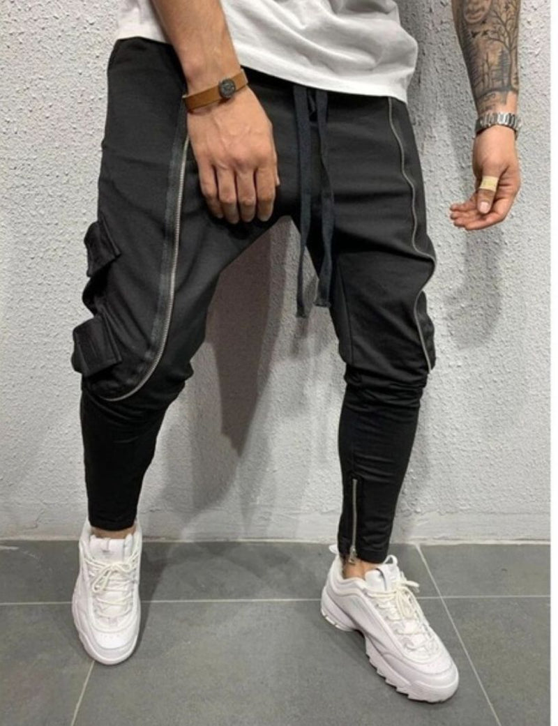 Trendy Zipper Side Pocket Rope Trousers Men - WOMONA.COM