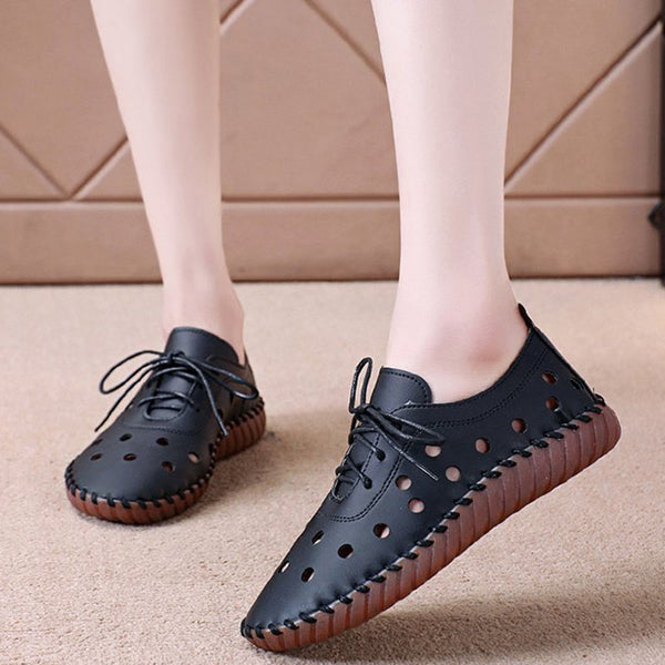 Breathable Hollow Out Lace-up Loafers - WOMONA.COM