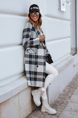 Fashion Plaid Woolen Coat - WOMONA.COM