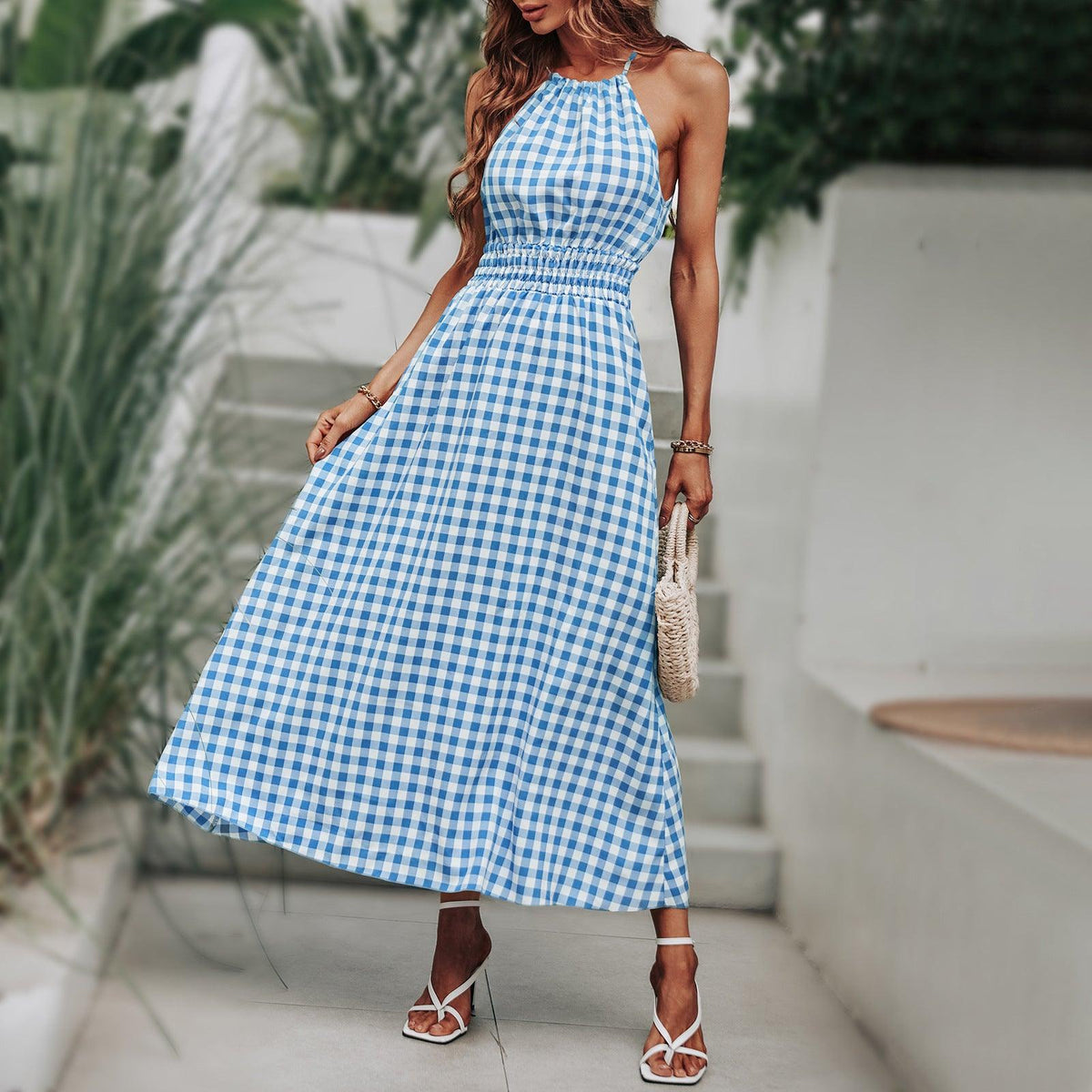 Commuter Plaid Waist Dress - WOMONA.COM