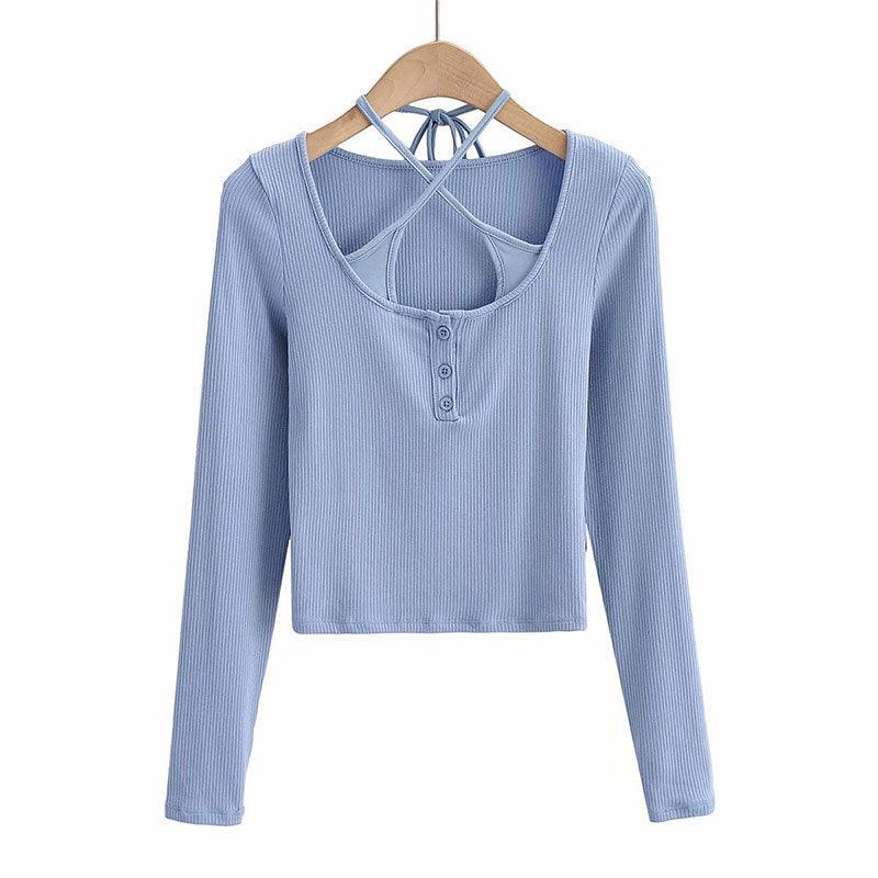 Single Breasted Short T-shirt - WOMONA.COM