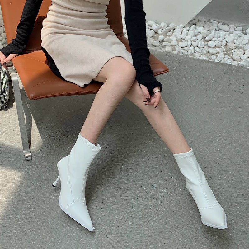 Pointed Toe High-heeled  Boots - WOMONA.COM