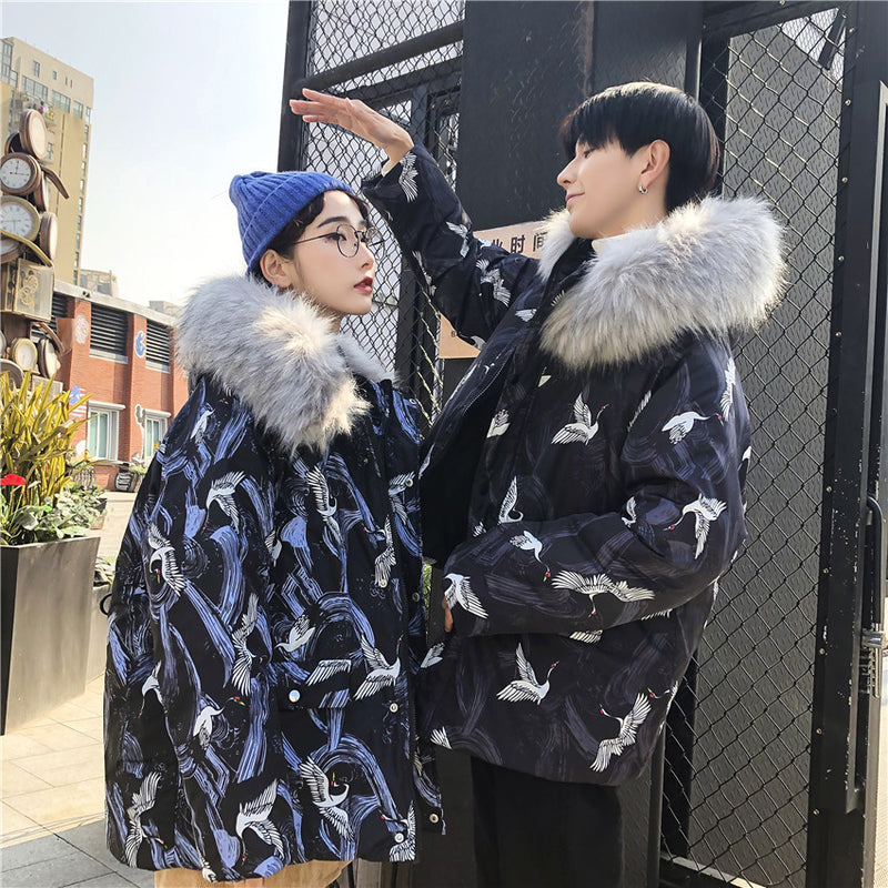 Thick printed cotton coat Men & Women - WOMONA.COM