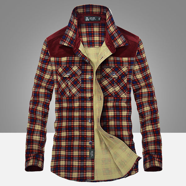 Men Military Plaid Dress - WOMONA.COM