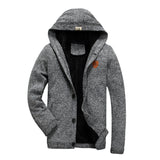 Men's Hooded And Velvet Warm Knitted Cardigan - WOMONA.COM