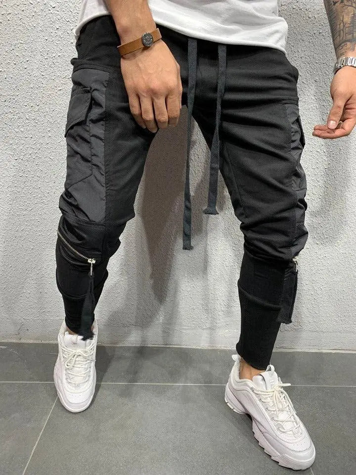 Stitching Elastic Men's Sweatpants - WOMONA.COM