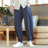 Striped Men's Disc Buckle Harem Pants - WOMONA.COM