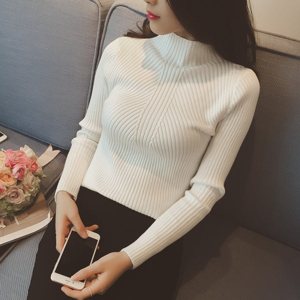 Threaded half-neck sweater - WOMONA.COM