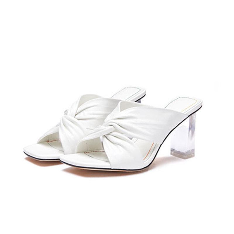 Square Toe Fold Cross Sandals And Slippers - WOMONA.COM