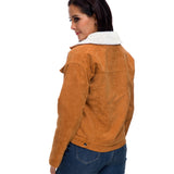 Corduroy lambskin padded jacket - WOMONA.COM