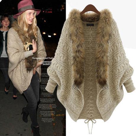 winter fur collar sweate - WOMONA.COM