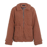 Faux lambswool oversized jacket - WOMONA.COM