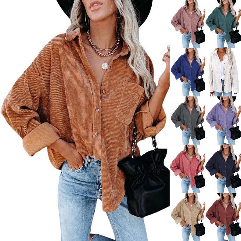 Shirts Solid Color Lapel Pit Casual Jacket - WOMONA.COM
