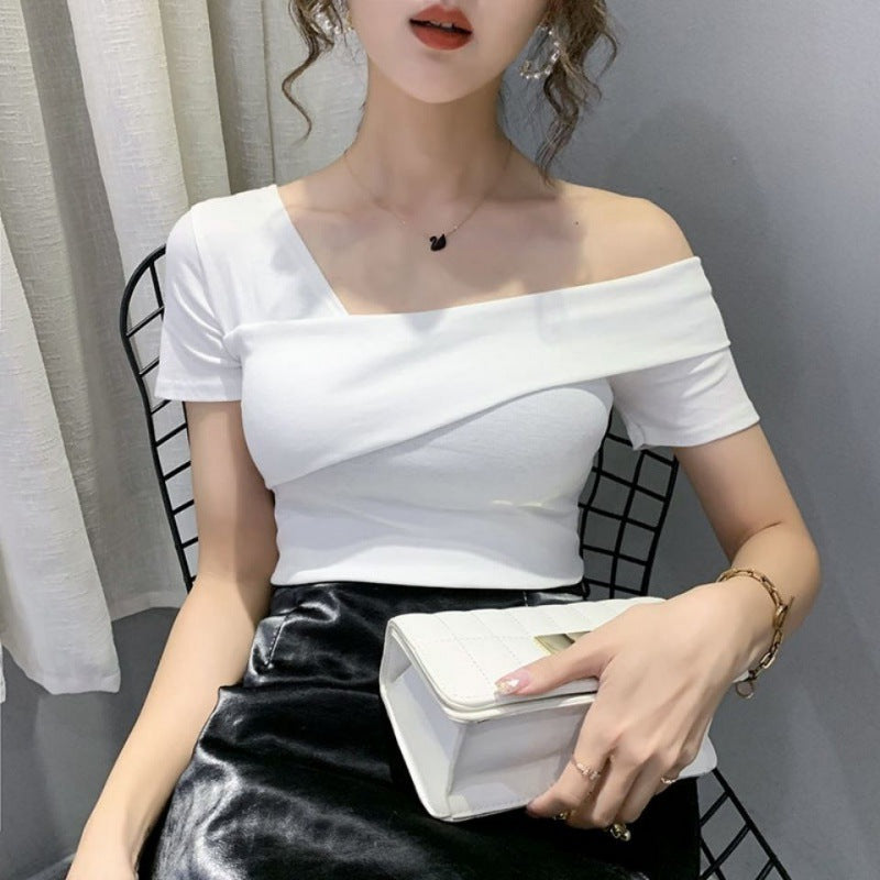 Summer Korean Slim Short Sleeve T-shirt Women - WOMONA.COM