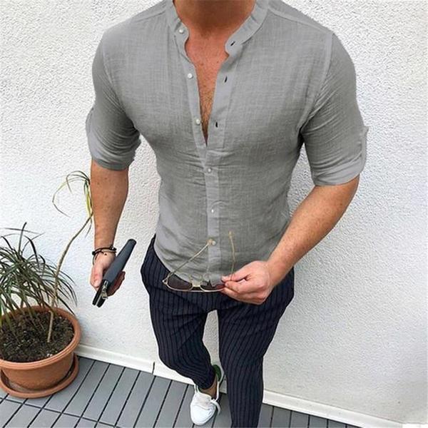 Cardigan long sleeve shirt men - WOMONA.COM