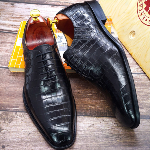 Pattern Leather Formal Business Shoes - WOMONA.COM