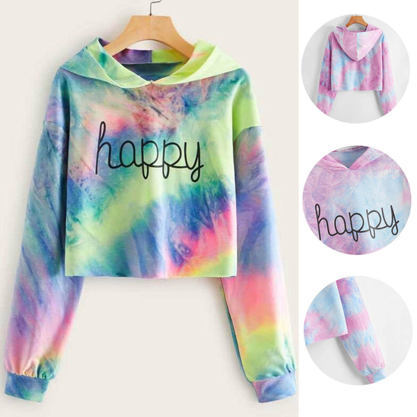 Rainbow Tie Dye Print Sweatshirt - WOMONA.COM